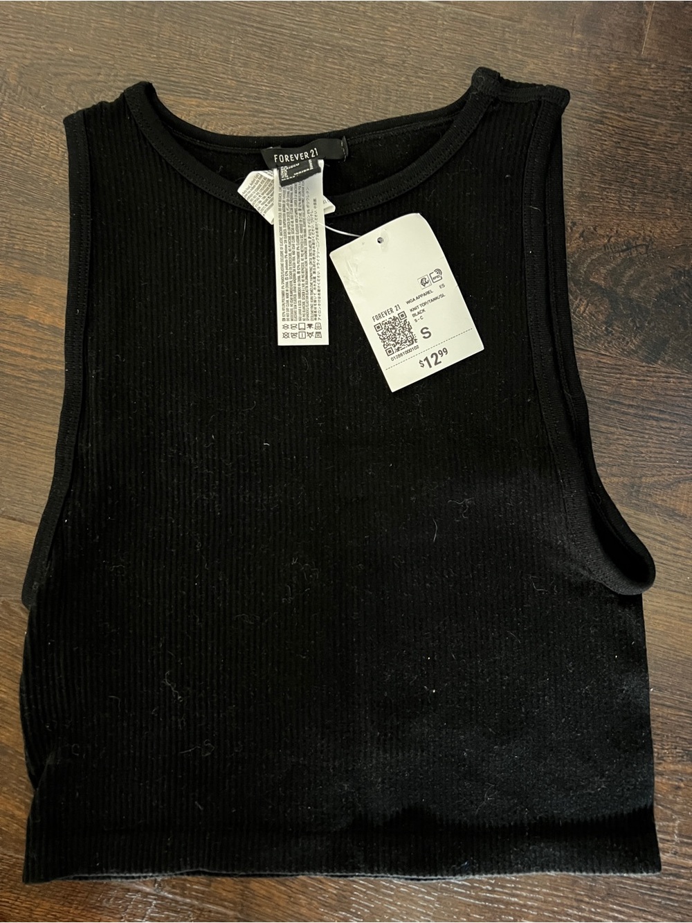 Forever 21 Black Ribbed Mock Neck Crop Tank